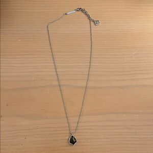Kendra Scott Silver Necklace with Black Teardrop Pendant